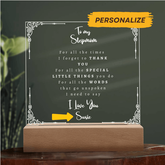 To My Stepmom | Square Acrylic LED Plaque | Personalized