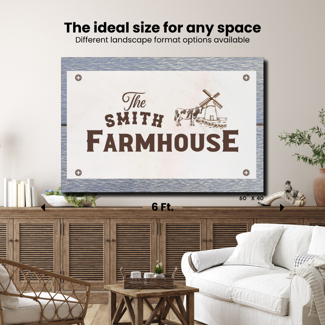 Farmhouse Sign with Windmill Personalized