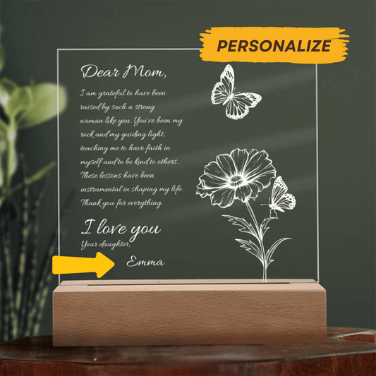 Dear Mom | Square Acrylic LED Plaque | Personalized