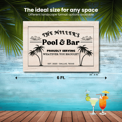 Pool and Bar Rustic Design Canvas | Personalized