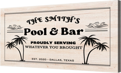 Pool and Bar Rustic Design Canvas | Personalized