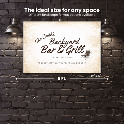 Backyard Bar and Grill Rustic Design Canvas | Personalized