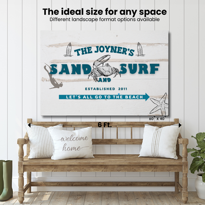 Sand and Surf Personalized Canvas Signage