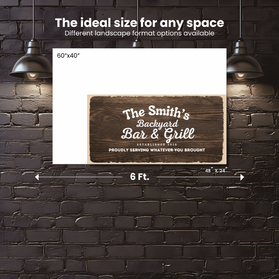 Backyard Bar and Grill Wood Design Canvas | Personalized