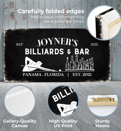 Billiards and Bar Personalized Canvas (Free Shipping)