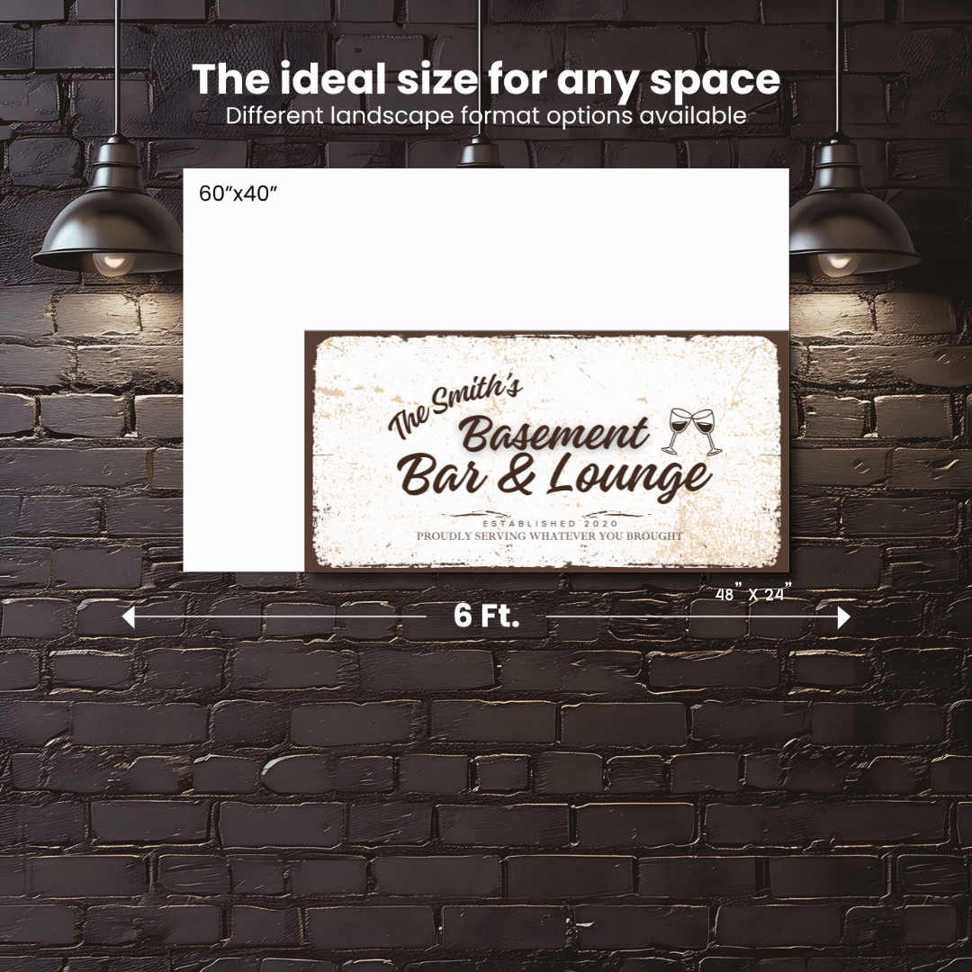 Basement Bar and Lounge Rustic Design Canvas | Personalized