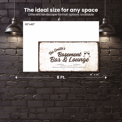 Basement Bar and Lounge Rustic Design Canvas | Personalized