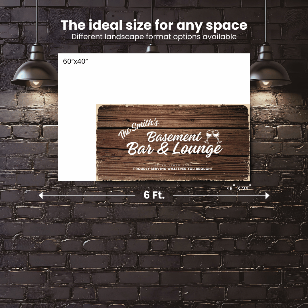 Basement Bar and Lounge Wood Design Canvas | Personalized