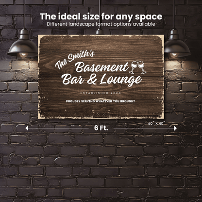 Basement Bar and Lounge Wood Design Canvas | Personalized