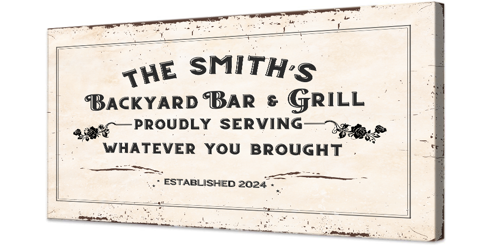 Backyard Bar and Grill Canvas | Personalized