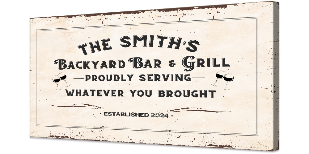 Backyard Bar and Grill Canvas (Free Shipping) | Personalized