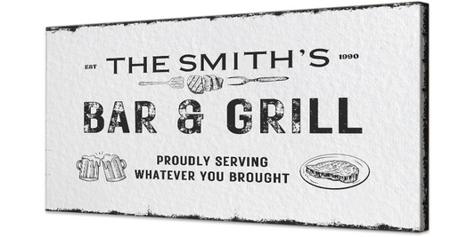 Bar and Grill Canvas Sign | Personalized