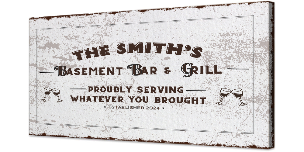 Basement Bar and Grill Canvas | Personalized