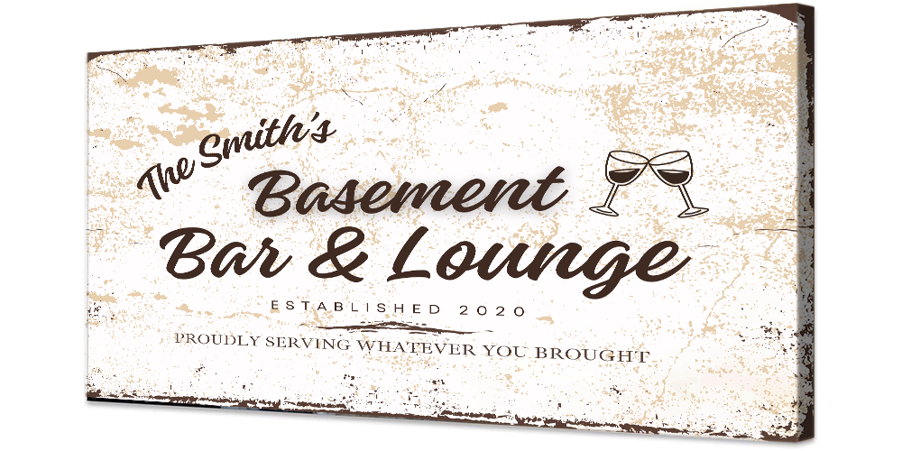 Basement Bar and Lounge Rustic Design Canvas | Personalized