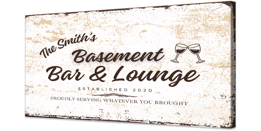 Basement Bar and Lounge Rustic Design Canvas | Personalized