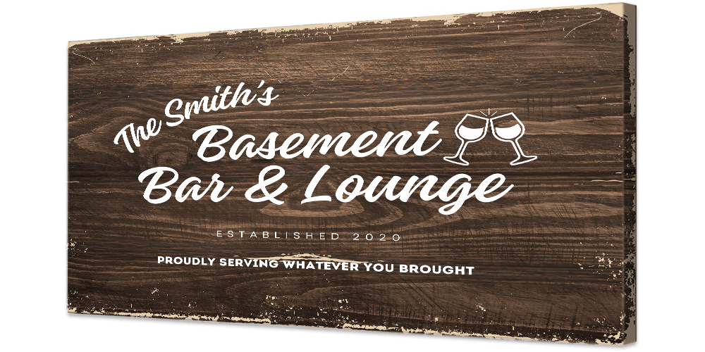 Basement Bar and Lounge Wood Design Canvas | Personalized