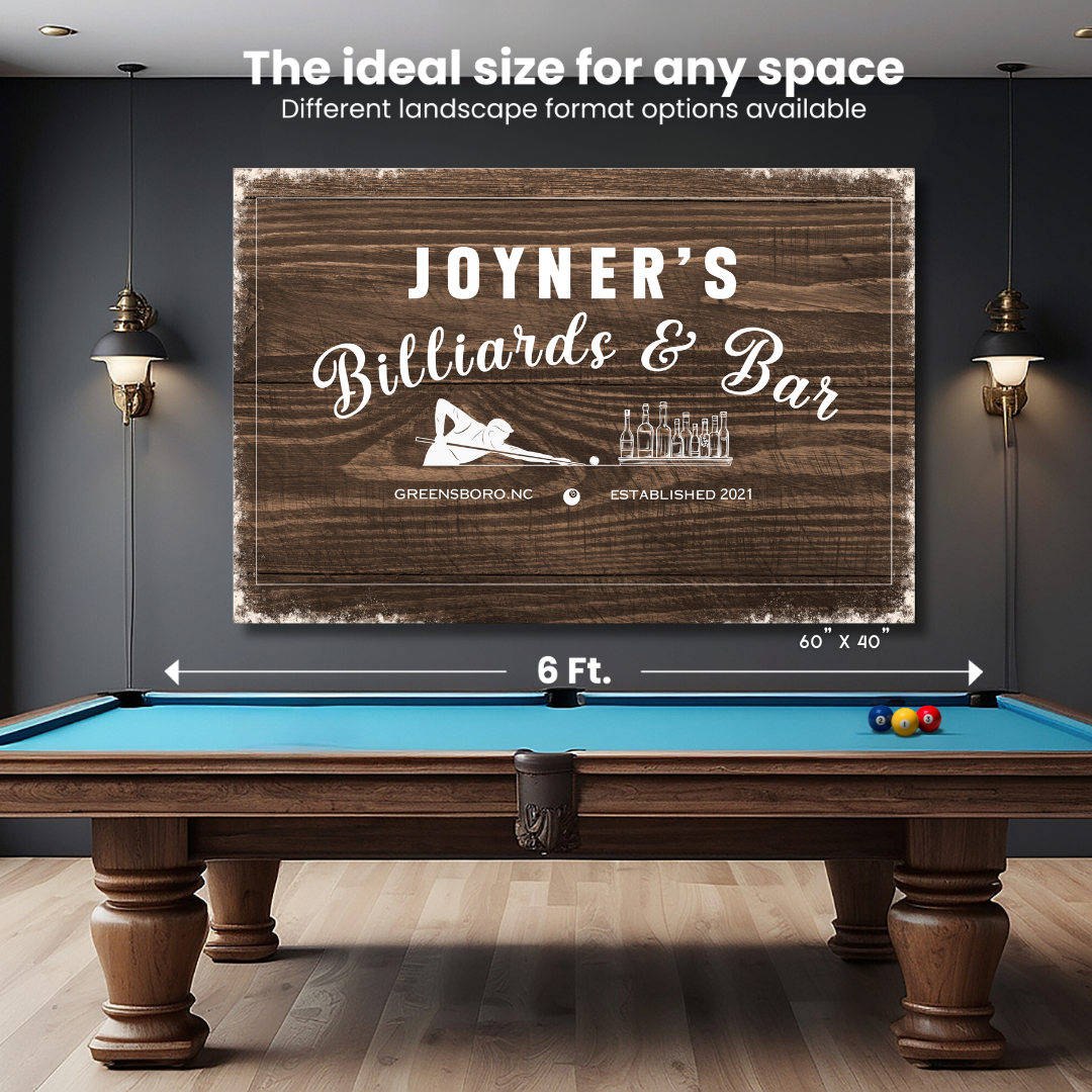 Billiards and Bar Personalized Canvas