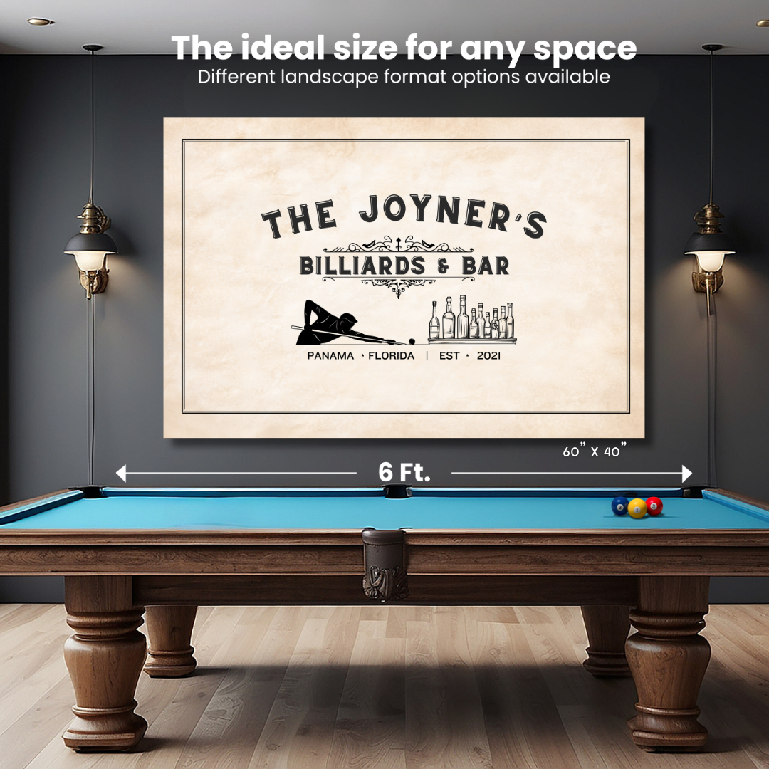 Personalized Billiards and Bar Canvas