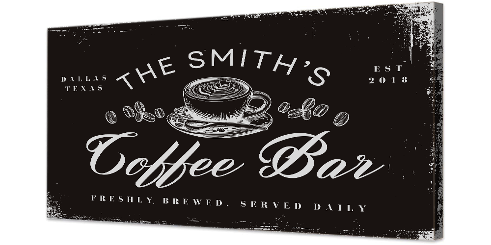 Coffee Bar Personalized Canvas Wraps