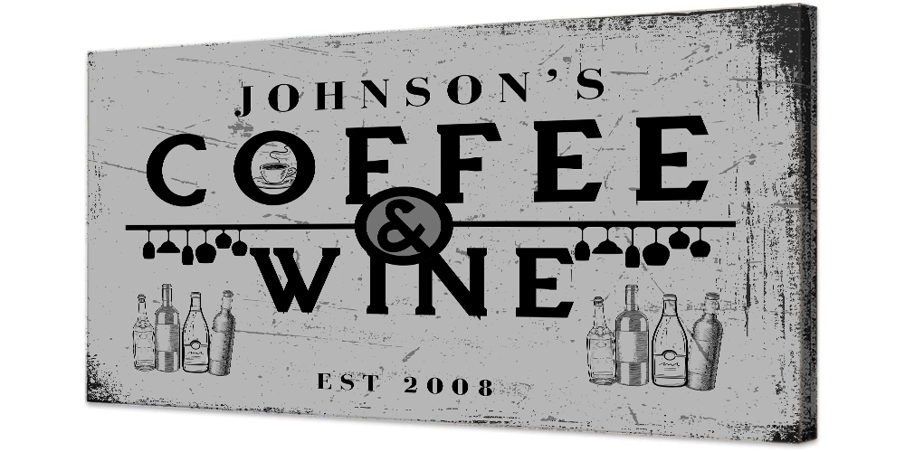 Coffee and Wine Personalized Canvas Wrap