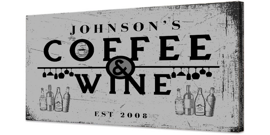 Coffee and Wine Personalized Canvas Wrap