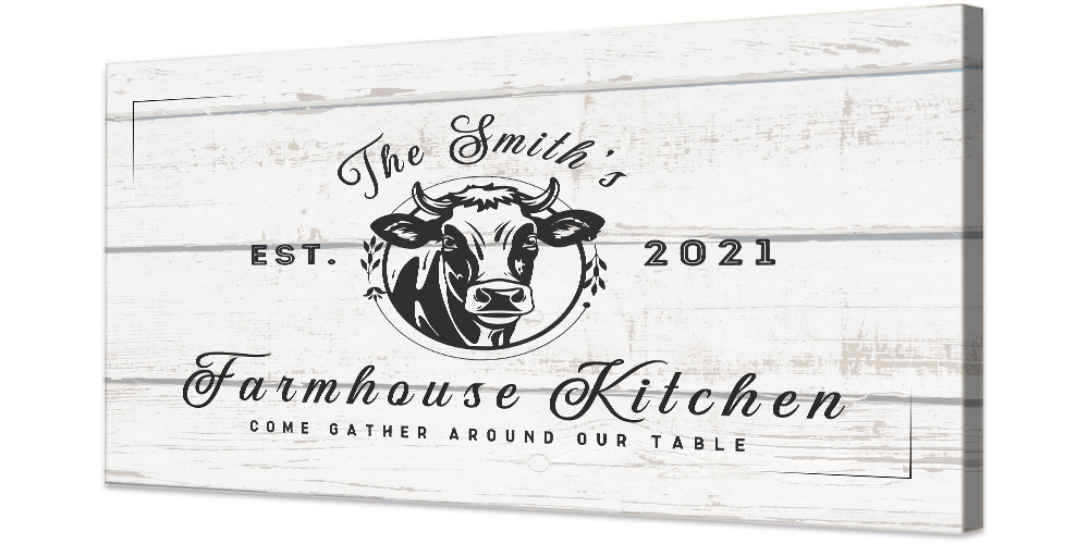 Farmhouse with Cow Logo Canvas Wraps