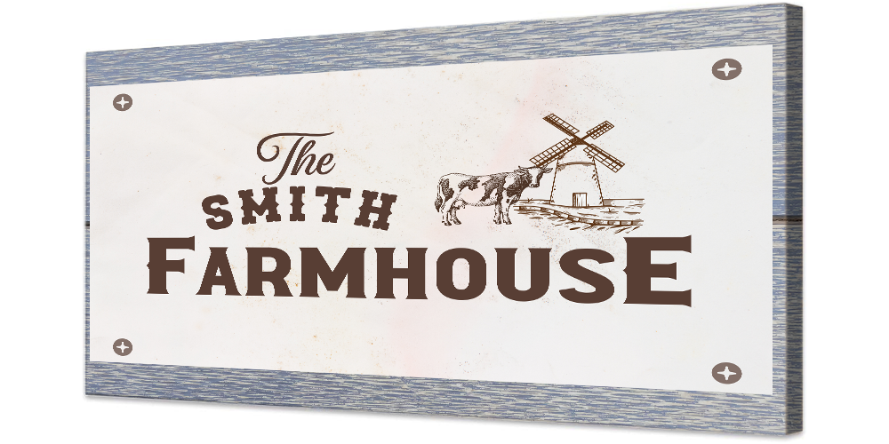 Farmhouse Sign with Windmill Personalized