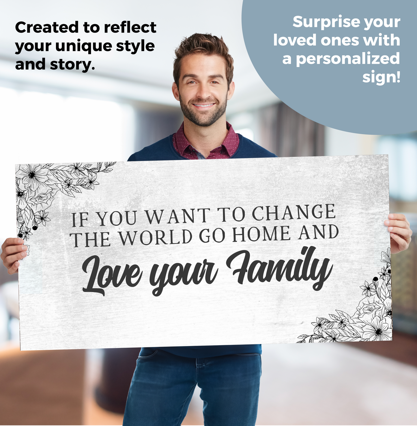 Go Home And Love Your Family Canvas Sign