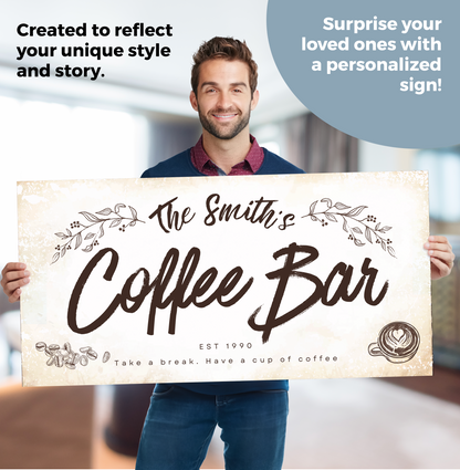 Coffee Bar Personalized Canvas