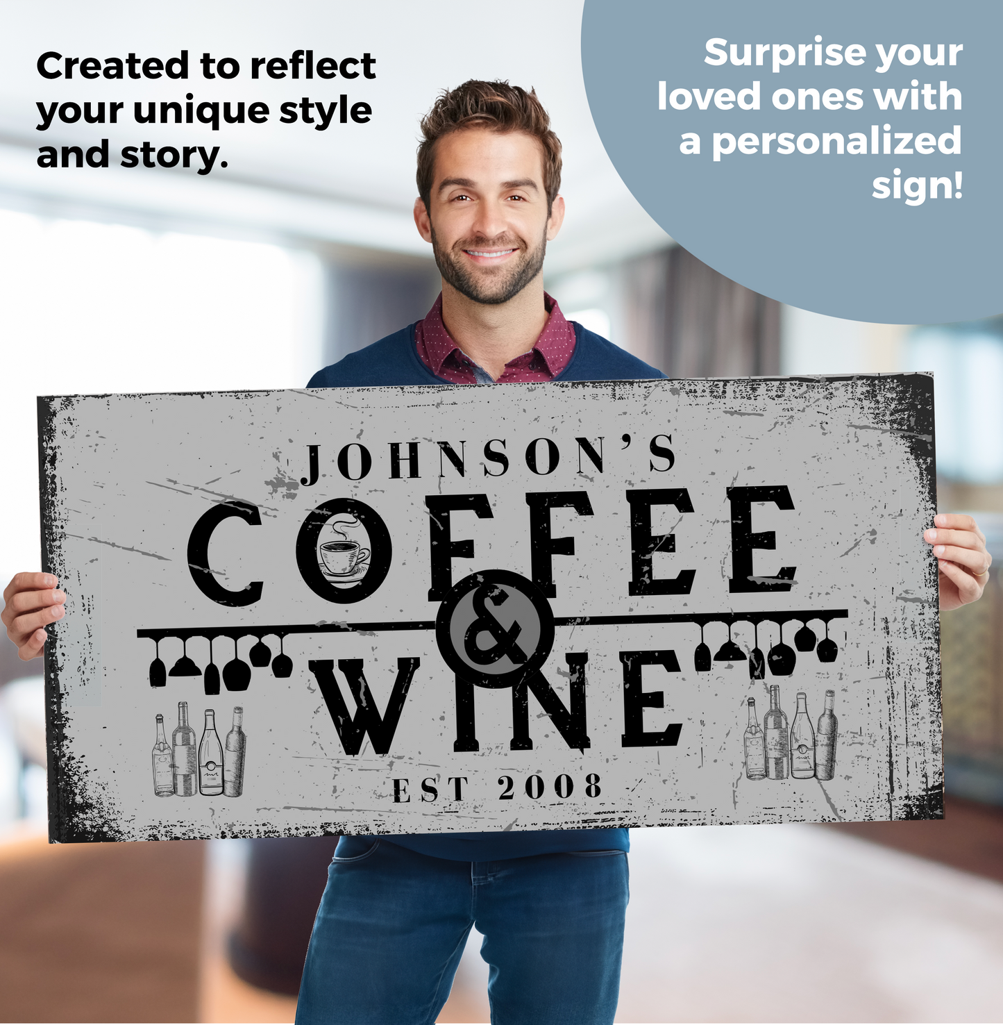 Coffee and Wine Personalized Canvas Wrap