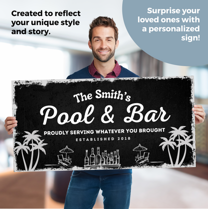 Pool and Bar Personalized Canvas