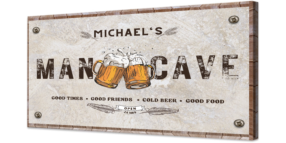 Man Cave with Beer Canvas