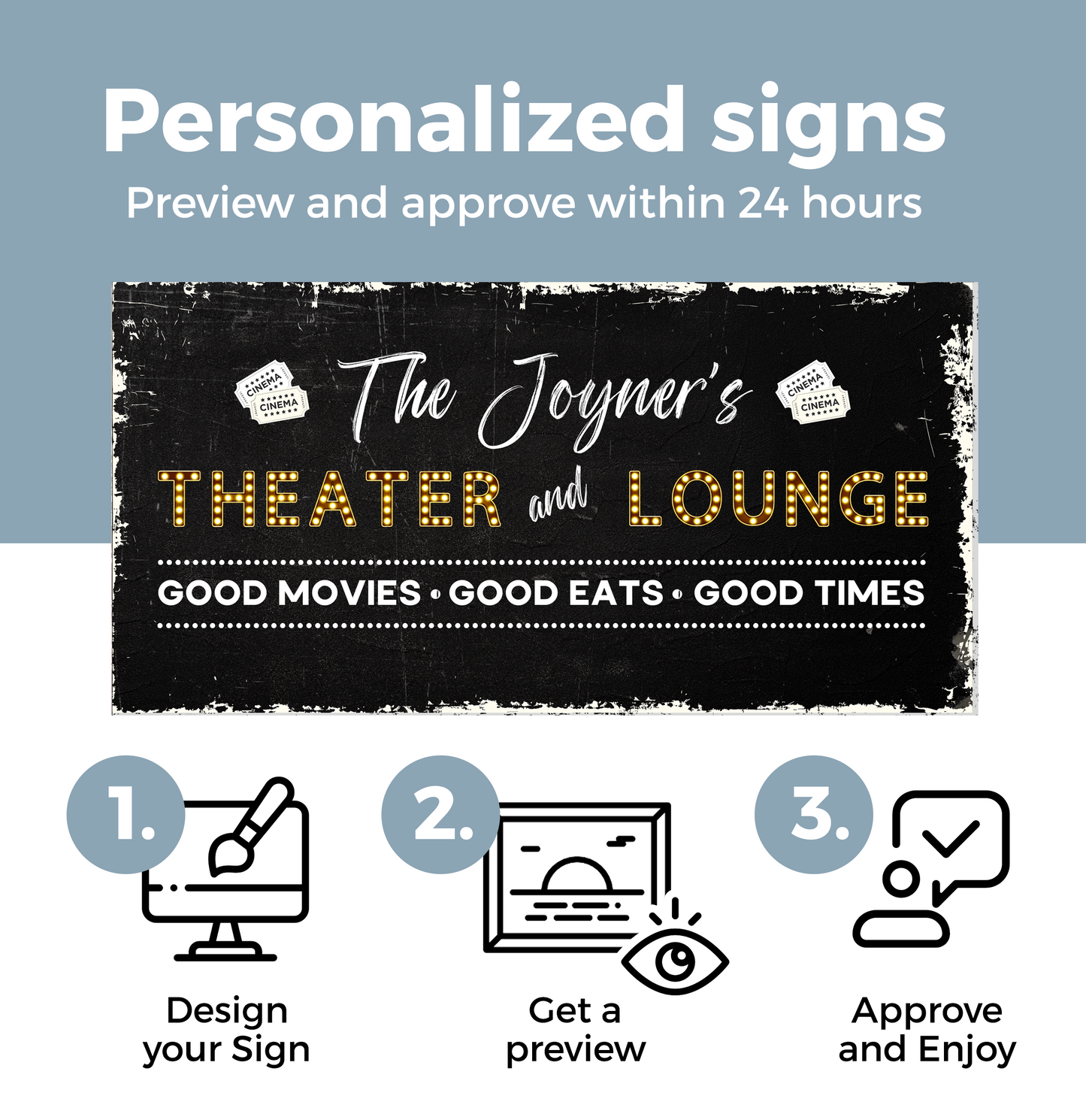 Theater and Lounge Canvas Sign