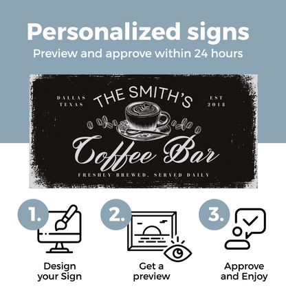 Coffee Bar Personalized Canvas Wraps