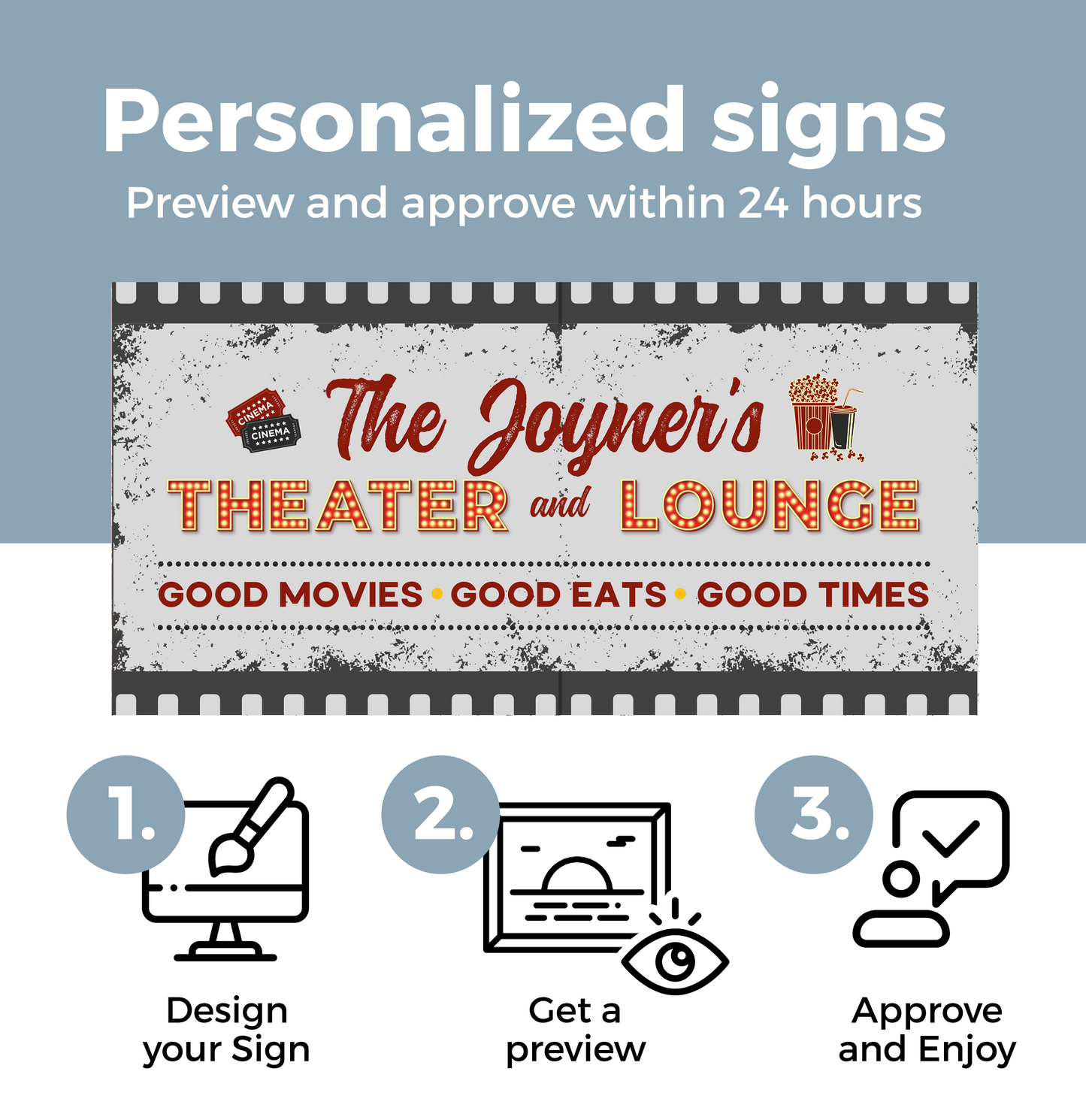 Theater and Lounge Canvas Sign Film Design