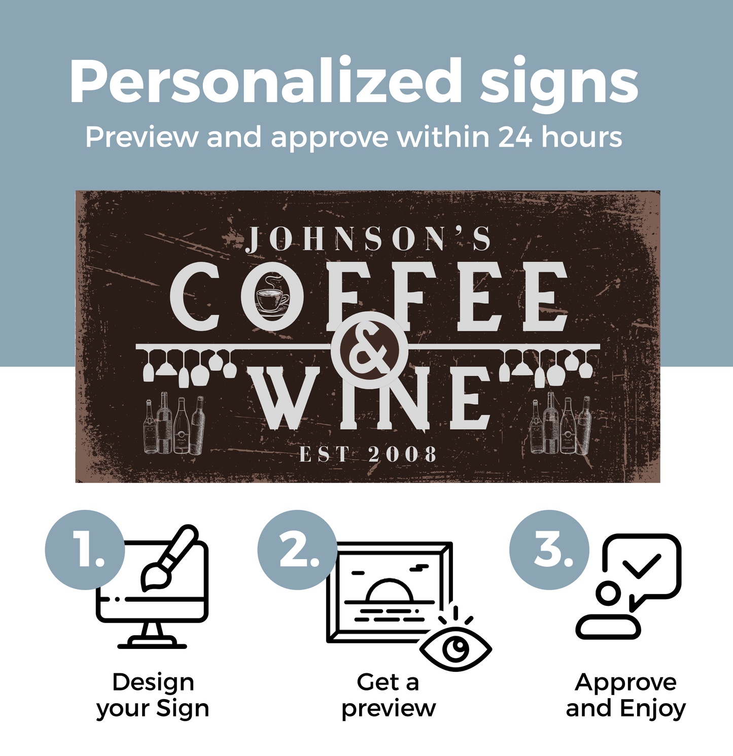 Coffee and Wine Personalized Canvas (Free Shipping)