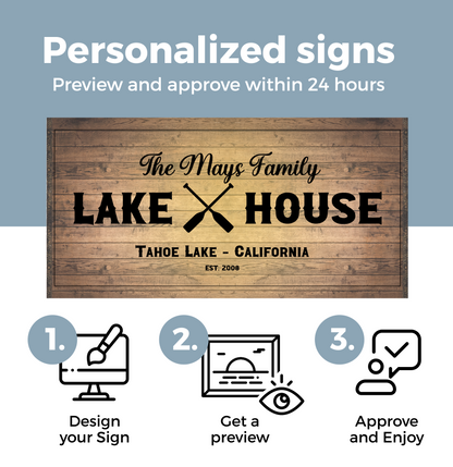 Lakehouse Canvas Sign (Wood Design)