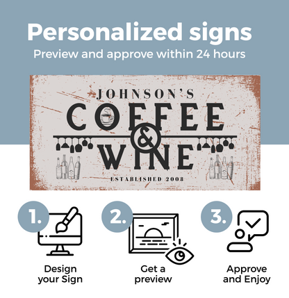 Coffee and Wine Personalized Canvas