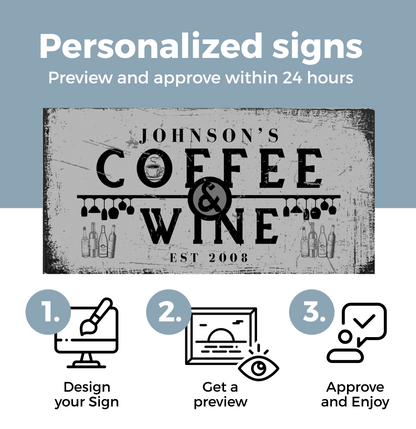 Coffee and Wine Personalized Canvas Wrap