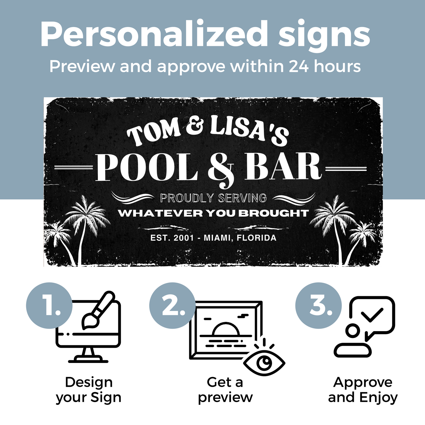 Pool and Bar With Coconut Design Canvas | Personalized