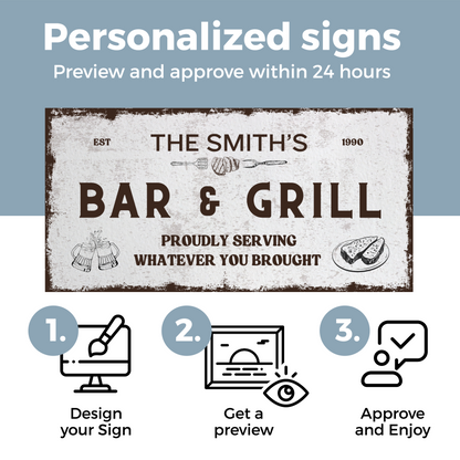 Bar and Grill Canvas| Personalized