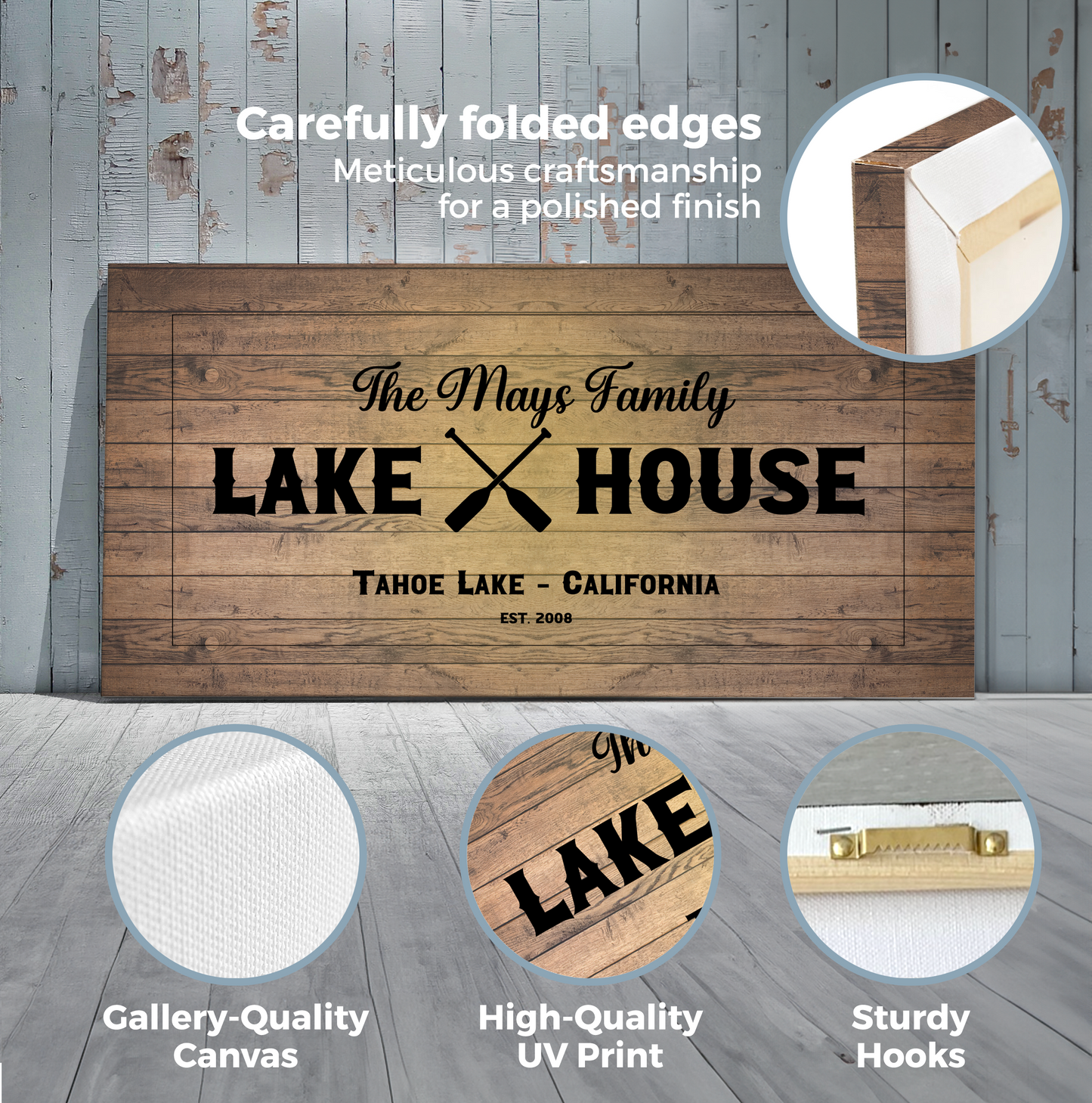 Lakehouse Canvas Sign (Wood Design)