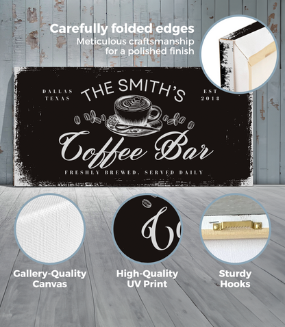 Coffee Bar Personalized Canvas Wraps