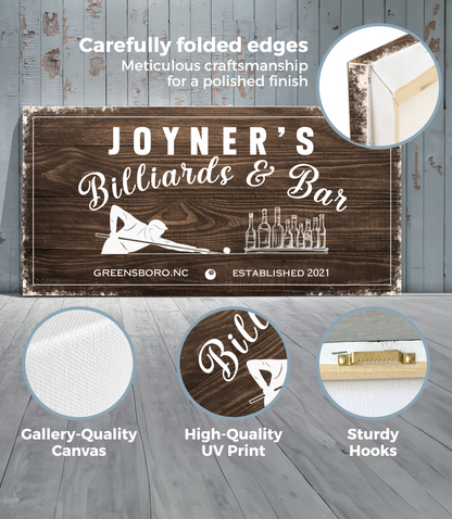 Billiards and Bar Personalized Canvas