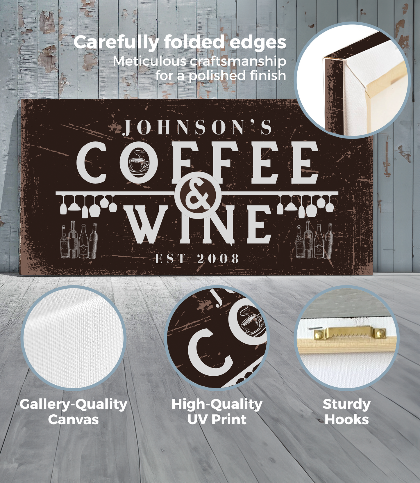 Coffee and Wine Personalized Canvas (Free Shipping)