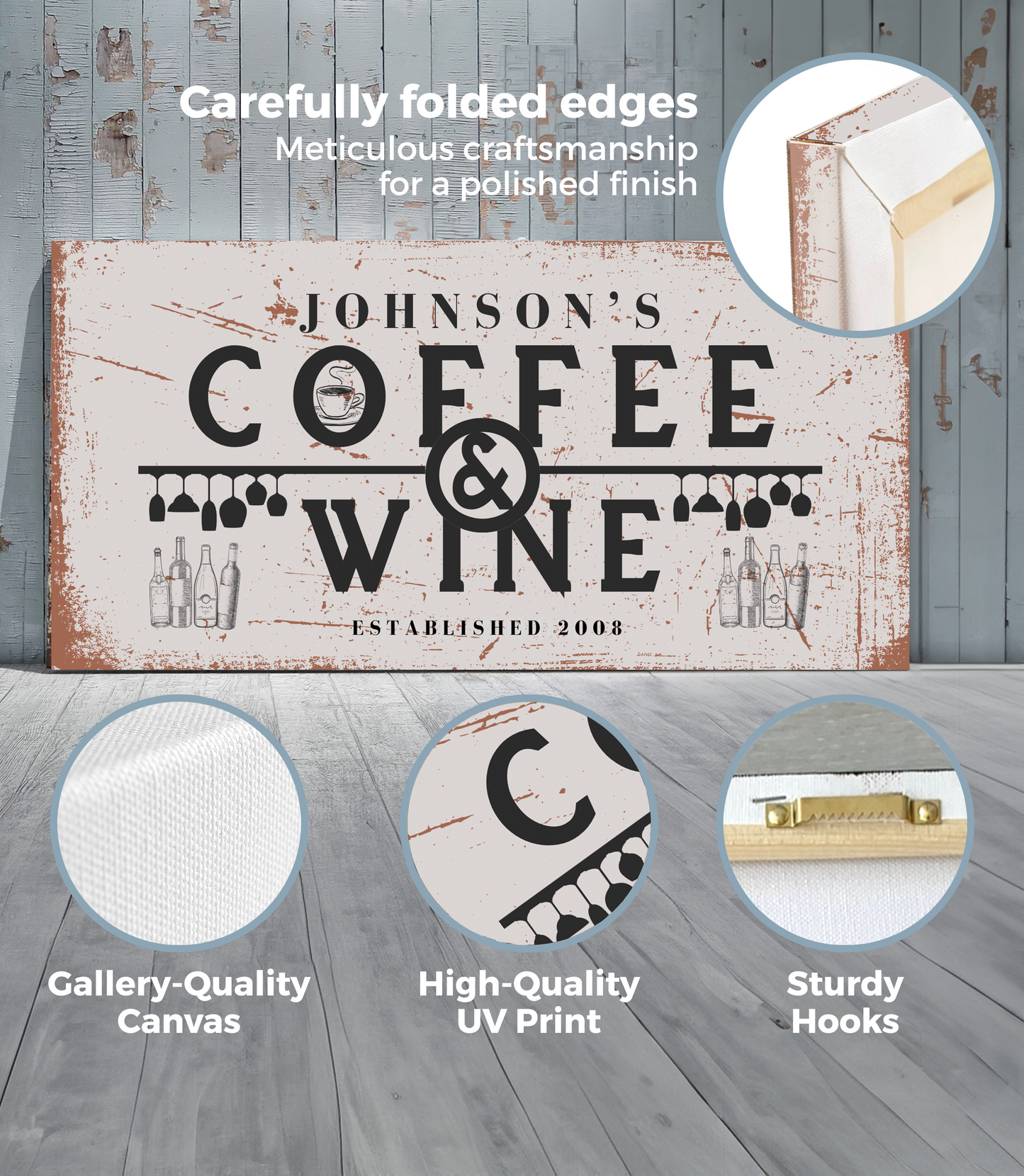 Coffee and Wine Personalized Canvas