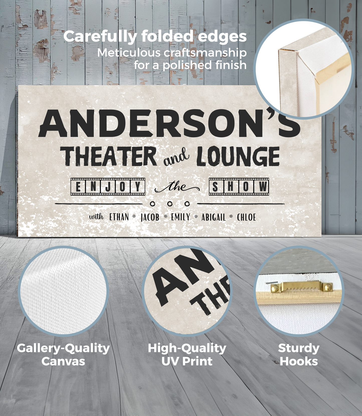 Theater and Lounge Canvas with Personalized Names