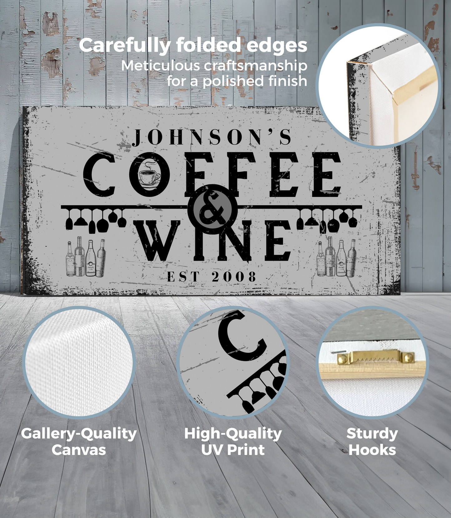 Coffee and Wine Personalized Canvas Wrap