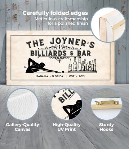 Personalized Billiards and Bar Canvas