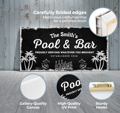 Pool and Bar Personalized Canvas